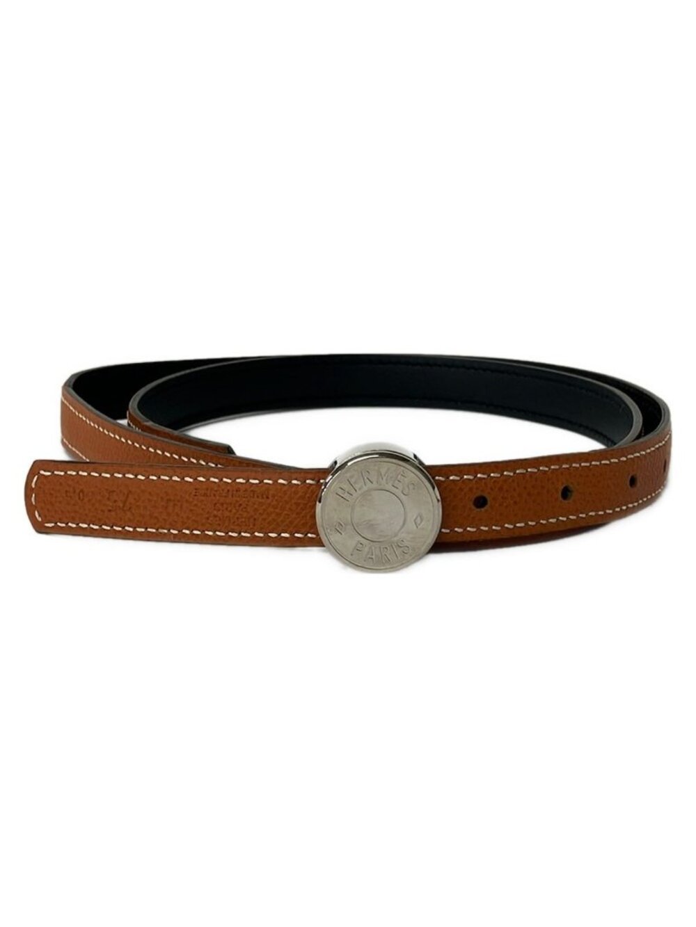 Hermes Belt 75 Sellier Brown Black Silver Reversible Leather